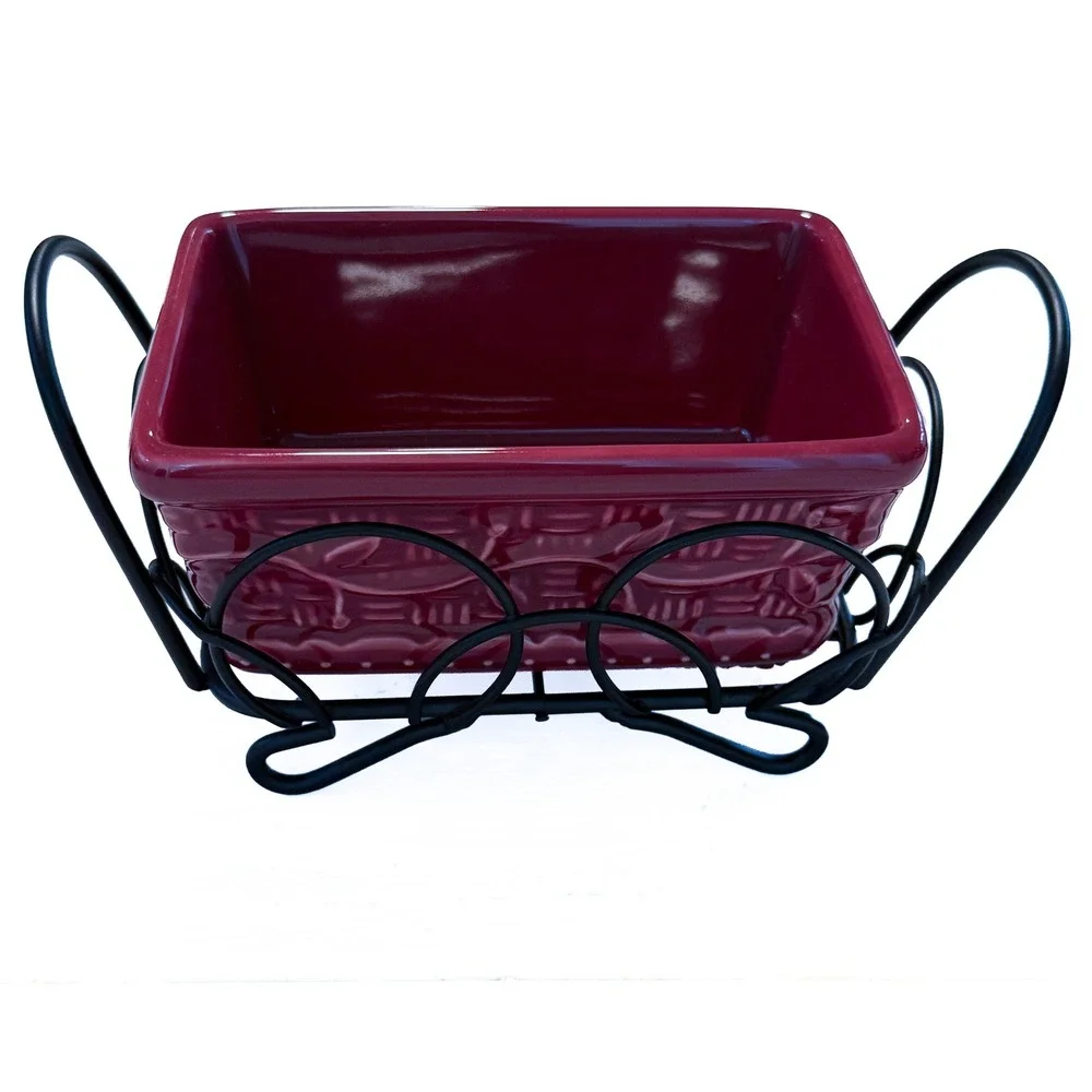 Temp-Tations by Tara Presentable Ovenware Cranberry Red Loaf Pan Wire Tray